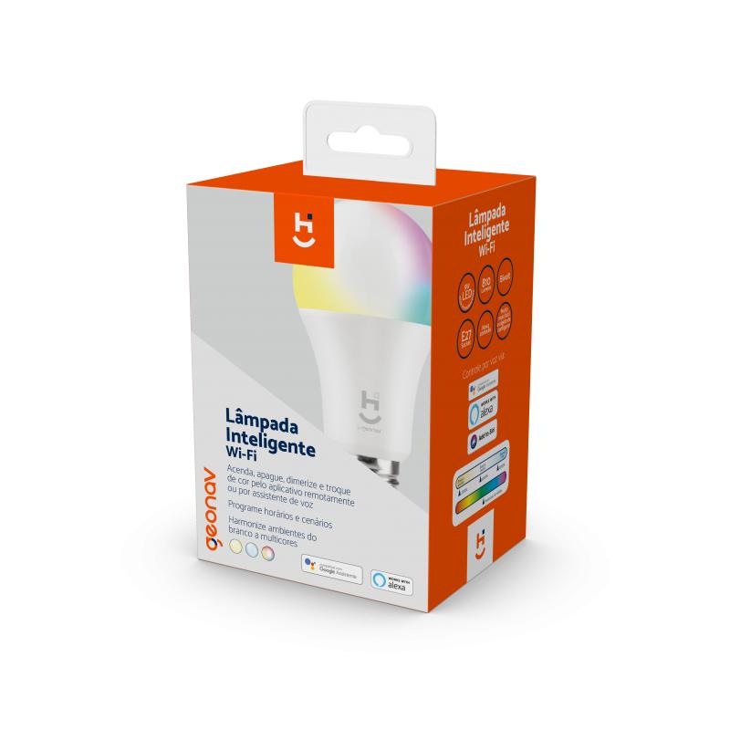 Lâmpada RGB Inteligente Colorida Wi-Fi Quente e Frio - Geonav - E27