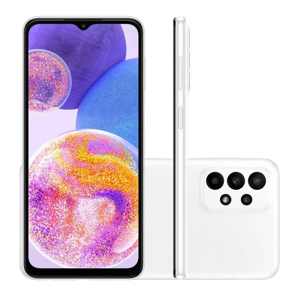 Smartphone Samsung Galaxy A23, 128GB, 4GB RAM, Câmera Quádrupla de 50MP, Tela Infinita 6.6”, Branco