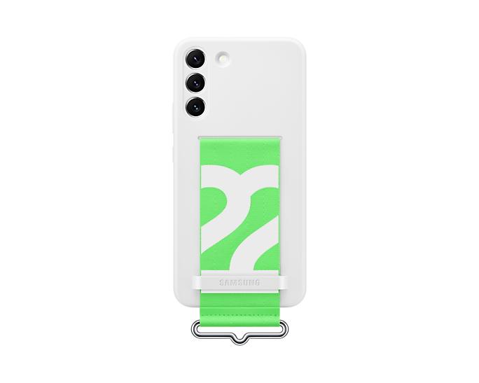 Capa Protetora Galaxy S22 Silicone com Cinta Branca