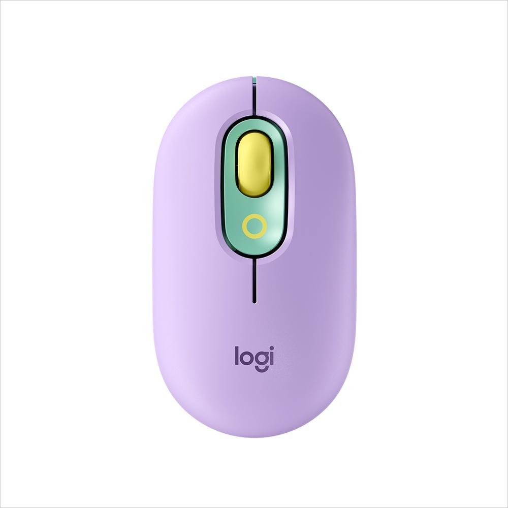 Mouse sem Fio Logitech Pop, 4000 DPI, Botão Emoji, Silenttouch, Compacto, USB, Bluetooth, Lilas