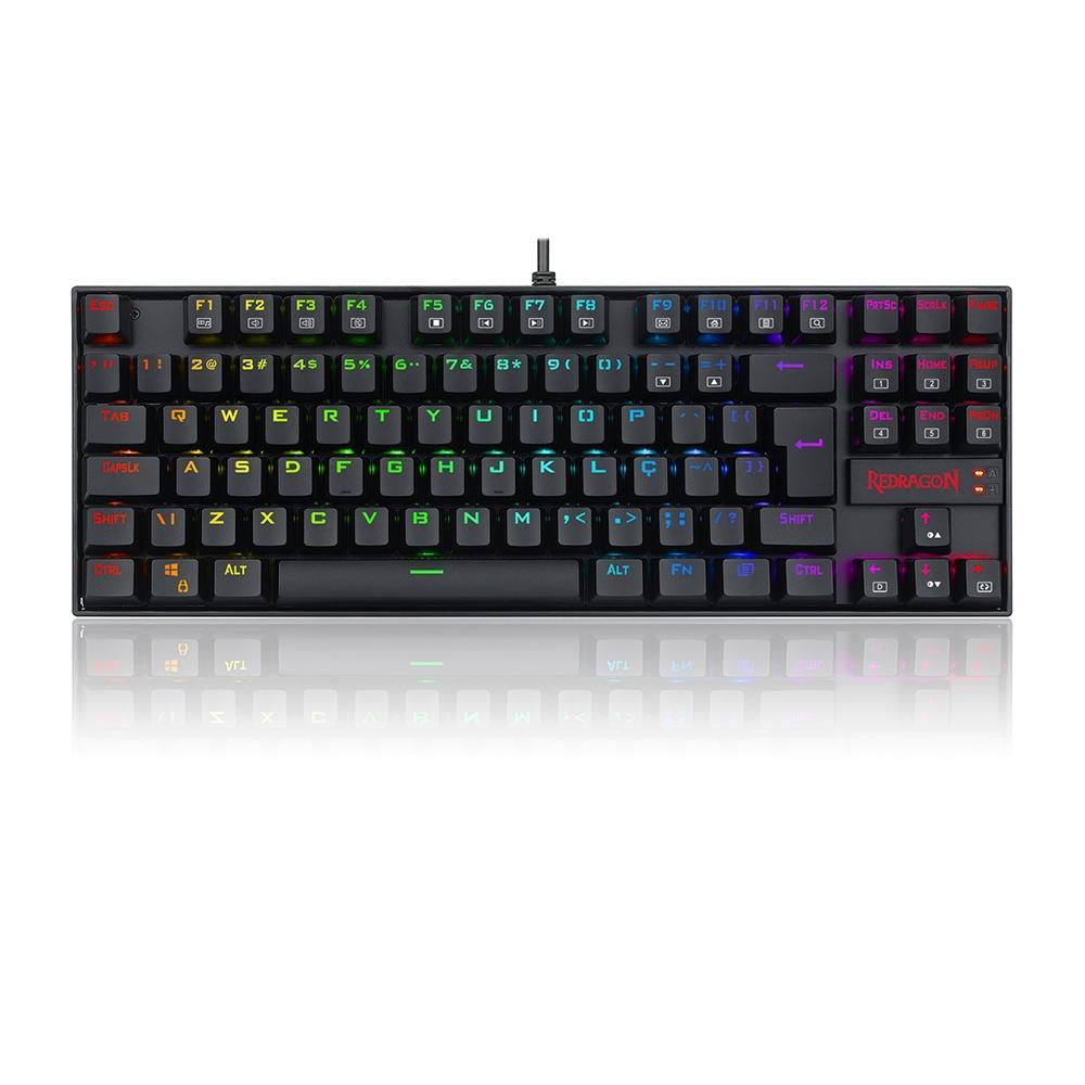 Teclado Gamer Magnético Redragon Kumara Pro, RGB, Switch Azul, Preto