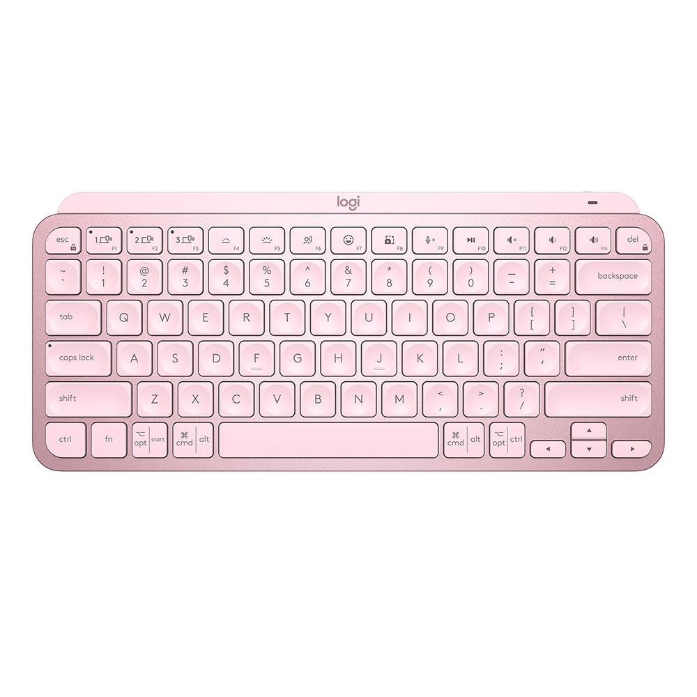 Teclado sem Fio Logitech Mx Keys Mini, Iluminação, Bluetooth, USB, Easy-Switch, Recarregável, Rosa