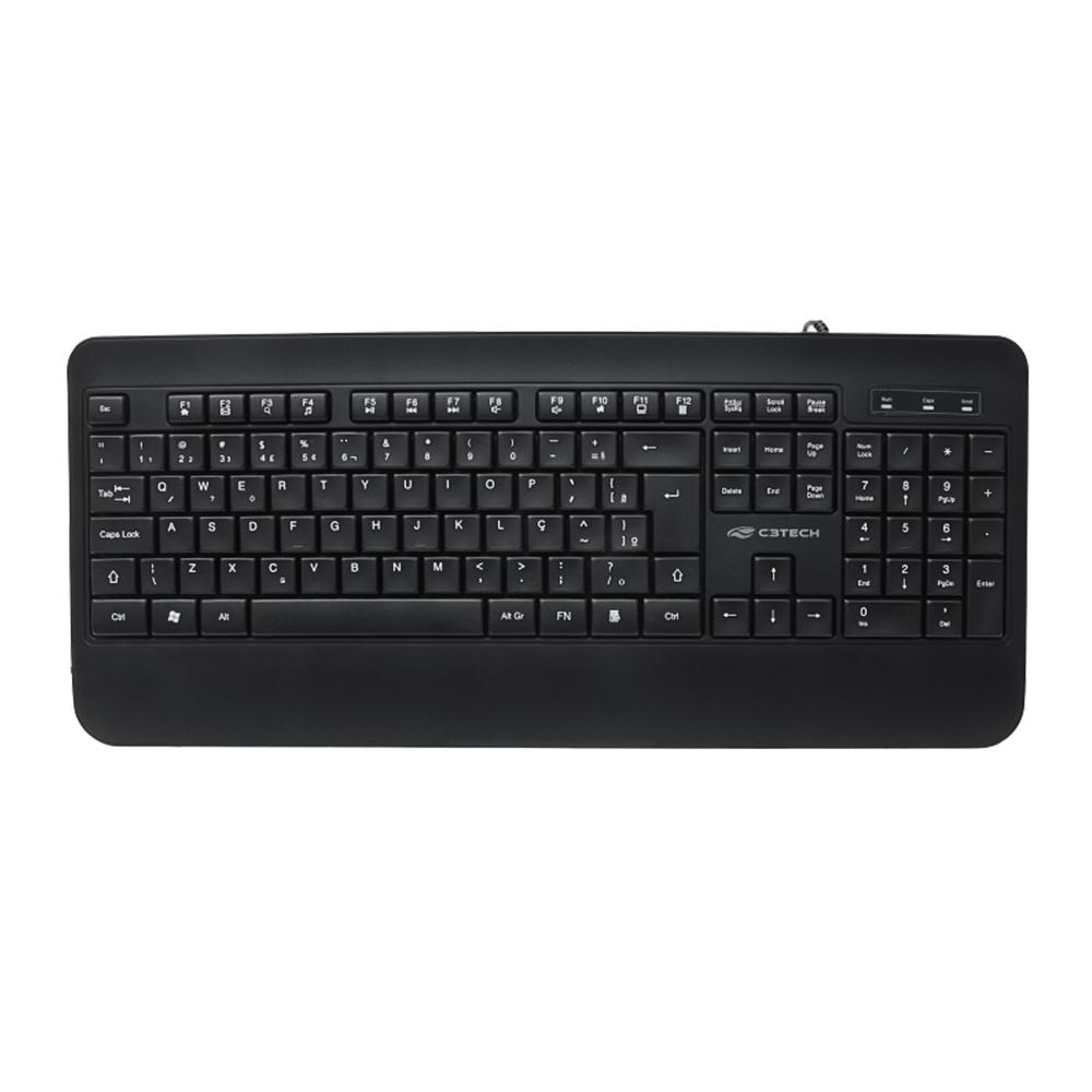 Teclado USB KB-M100BK Multimídia Padrão ABNT2 Preto - C3Tech