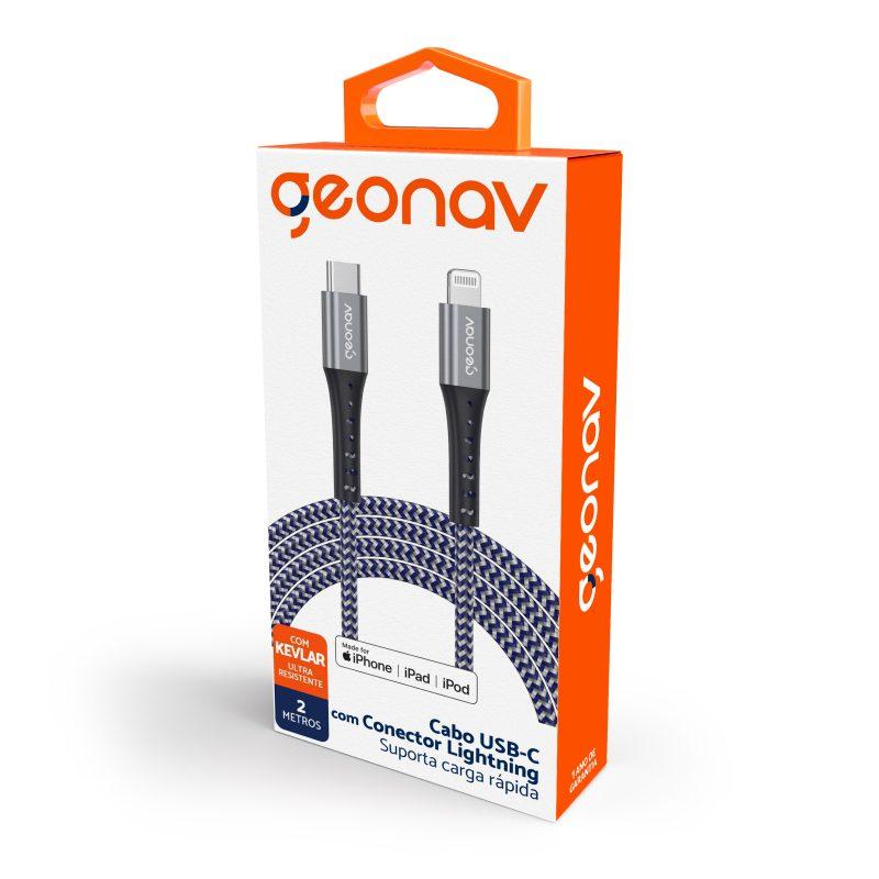 Cabo USB-C com Conector Lightning com Malha de Nylon Trançada 2,0m Alumínio