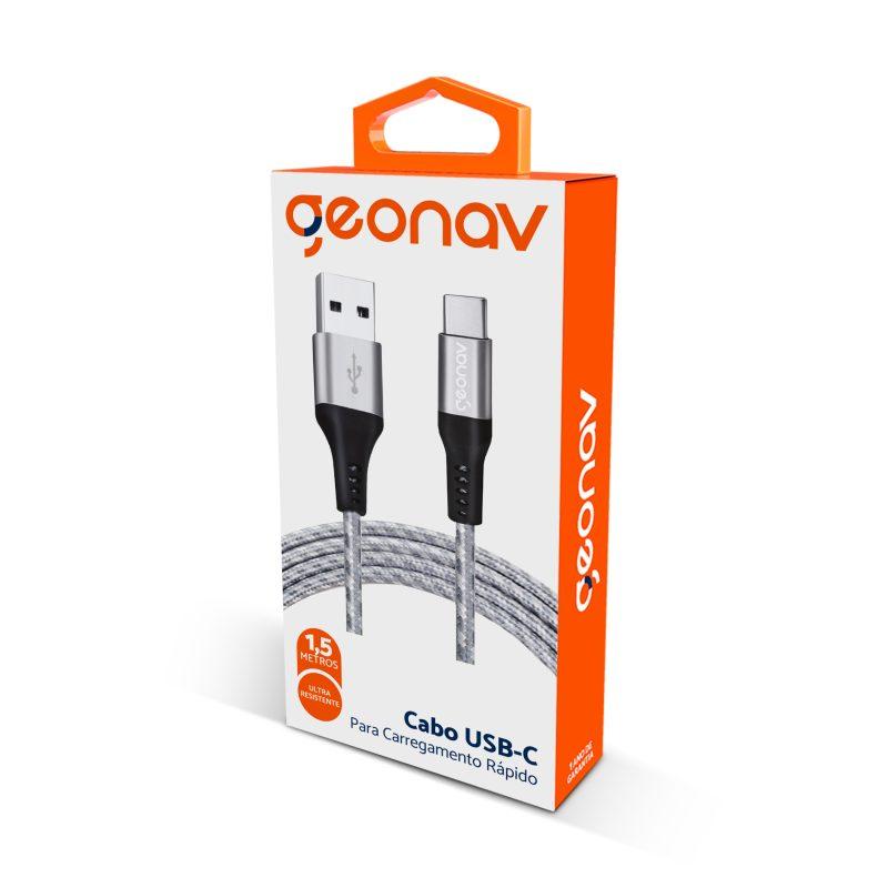 Cabo USB para USB-C com Malha de Nylon Trançada 1,5m Alumínio