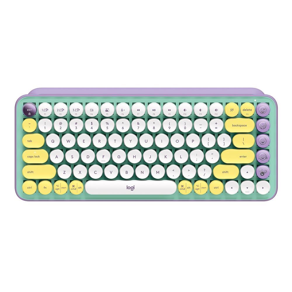 Teclado Mecânico sem Fio Logitech Pop Keys, Switch Brown, Bluetooth, Teclas Emoji, USB, Daydream