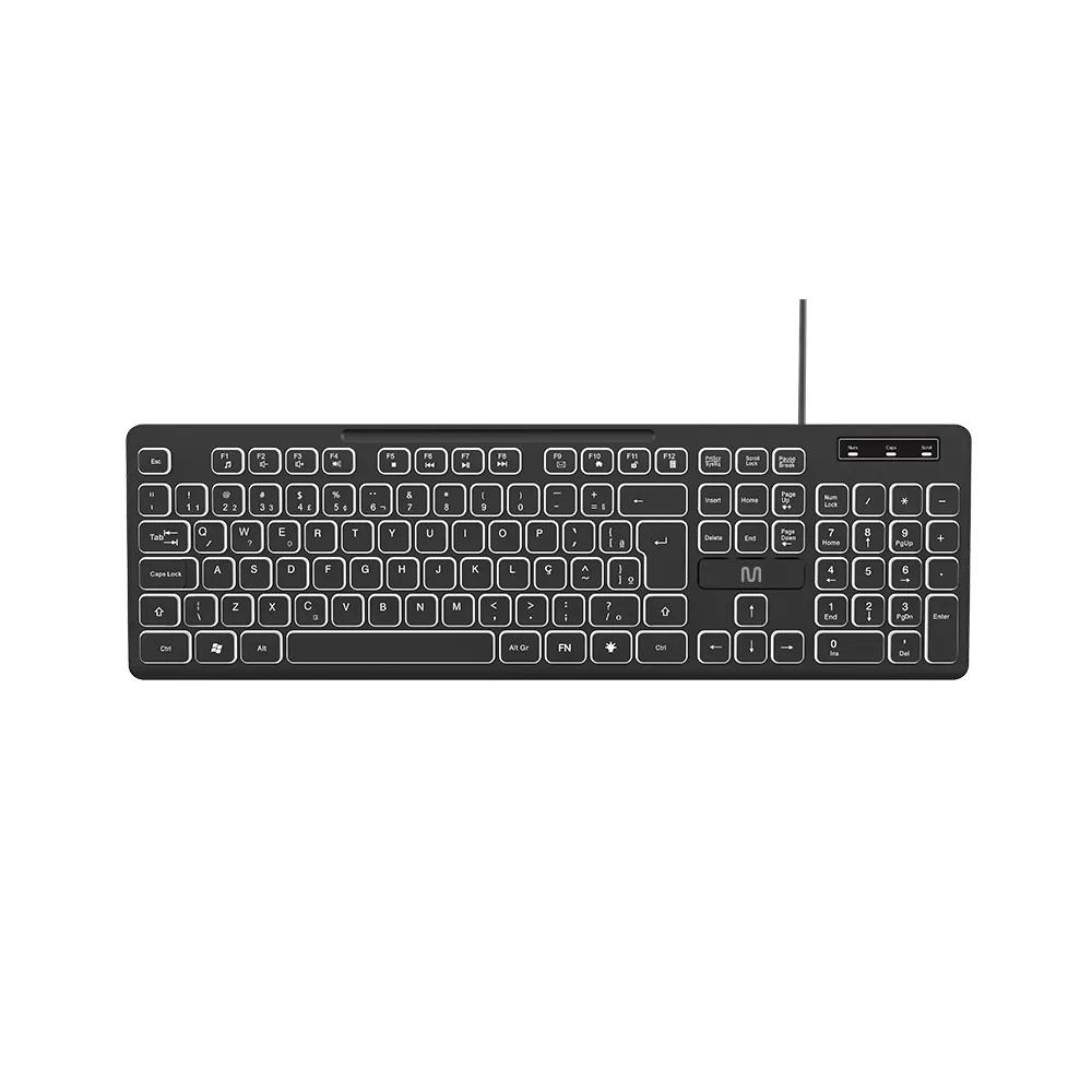 Teclado com Fio Multilaser TM700, Iluminado, Teclas Silenciosas, USB, Preto, TC268