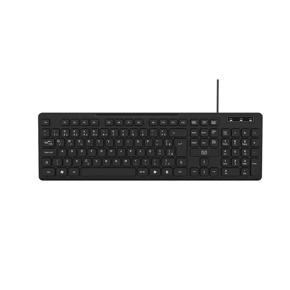 Teclado com Fio Multilaser TF400, USB, Teclas Silenciosas, Ajustaveis, Preto, Cabo de 150cm, TC144