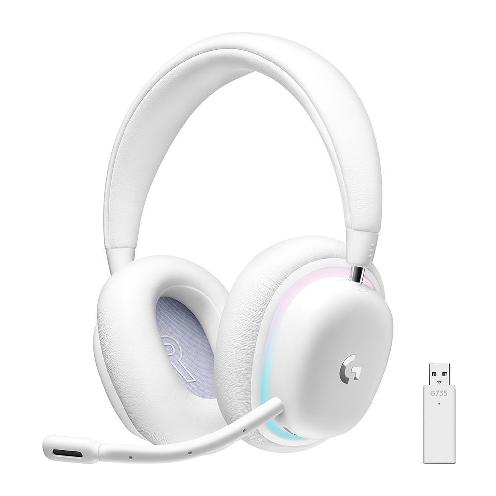 Headset Gamer sem Fio Logitech G735, Ligthspeed com RGB, Bluetooth, Pc,android e iOS- Branco