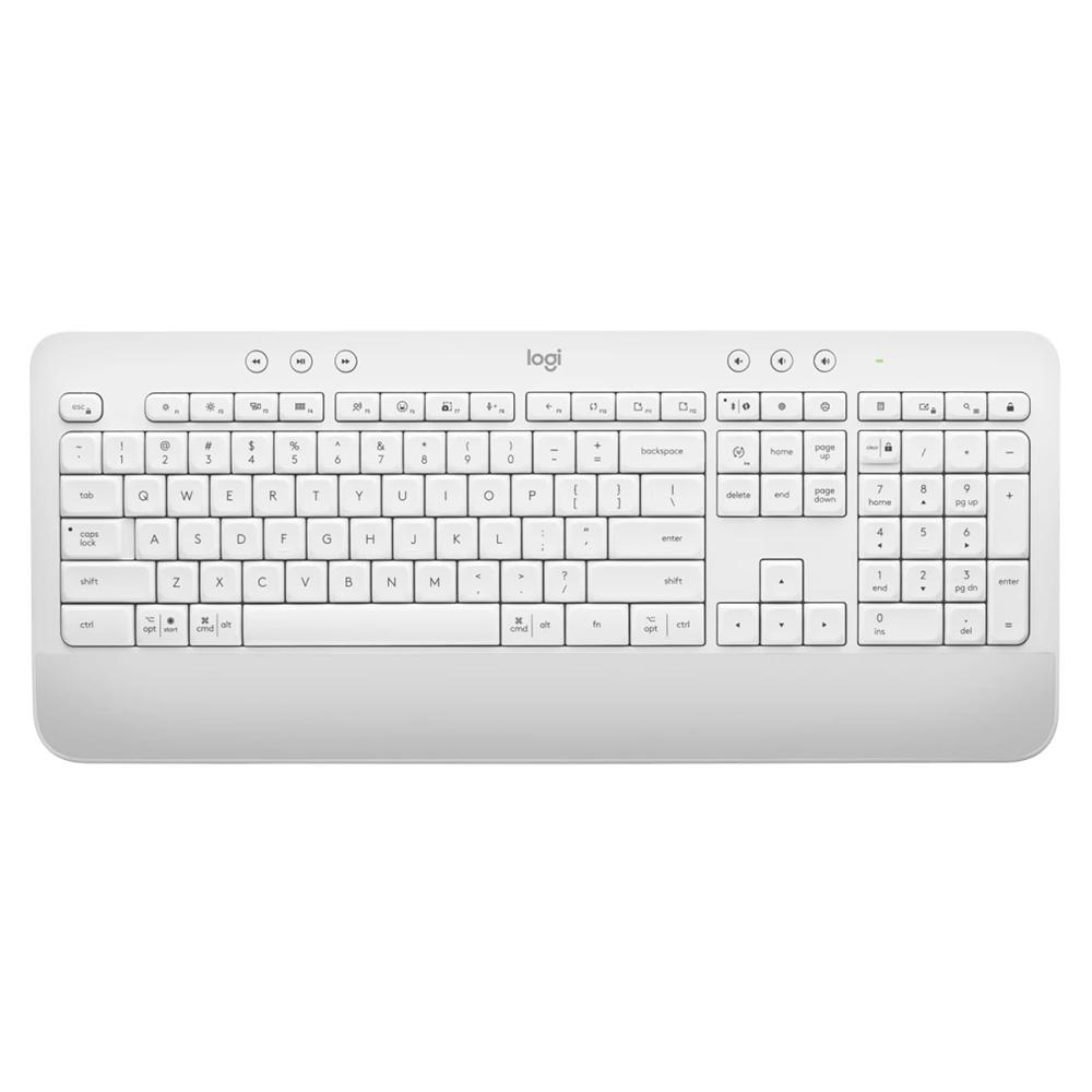 Teclado sem Fio Logitech Signature K650, Bluetooth, USB, com Apoio para as Mãos, Padrão Us, Branco