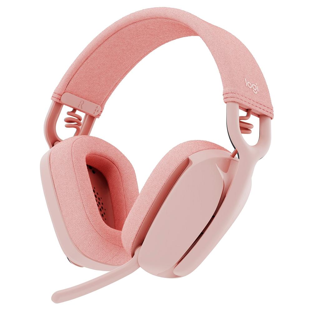 Headset sem Fio Logitech Zone Vibe 100, Drivers 40 mm, USB, Bluetooth, PC, Mobile- Rosa