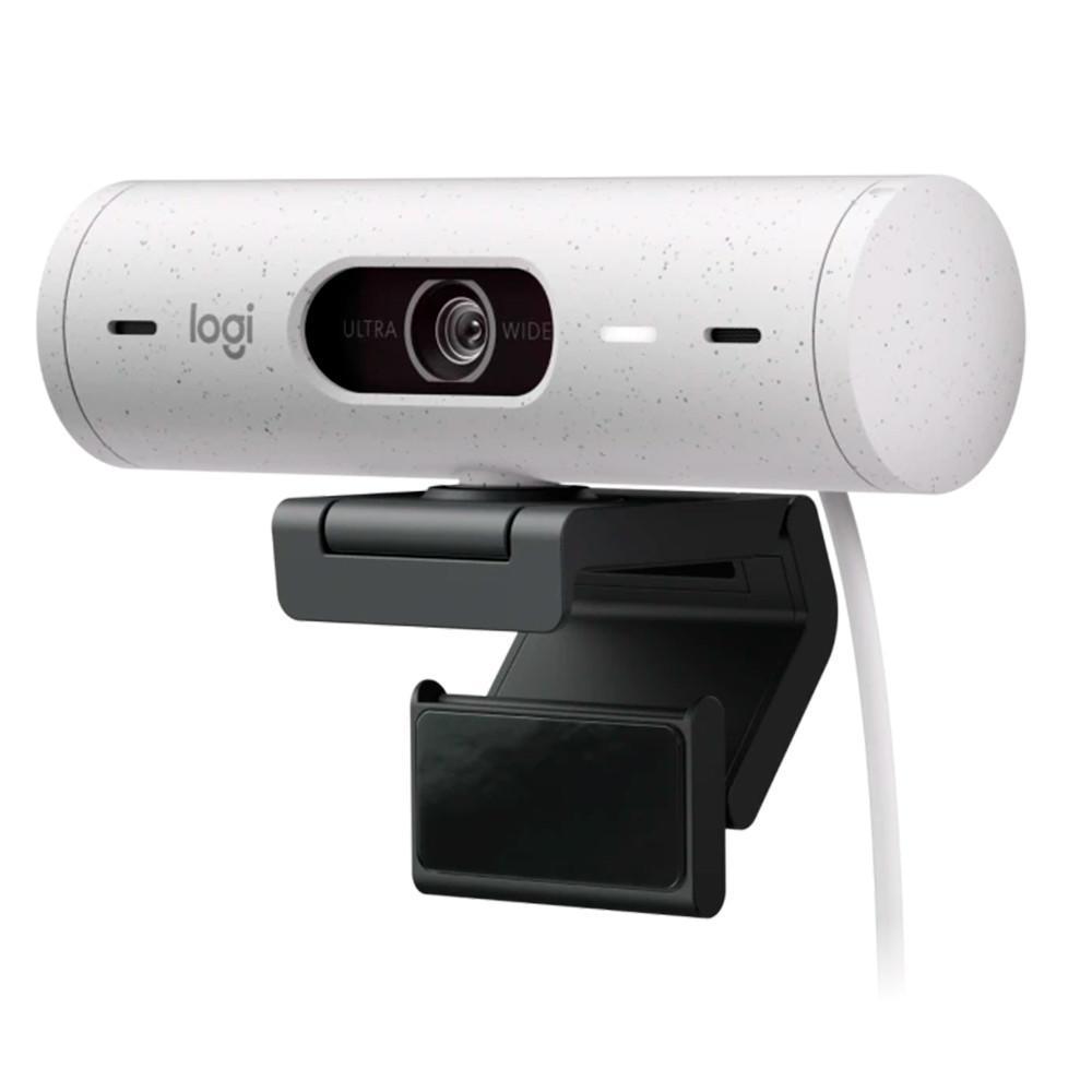 Webcam Full HD Logitech Brio 500, 1080P, 30 Fps, Microfones Duplos, USB-C, Suporte Incluso, Branco