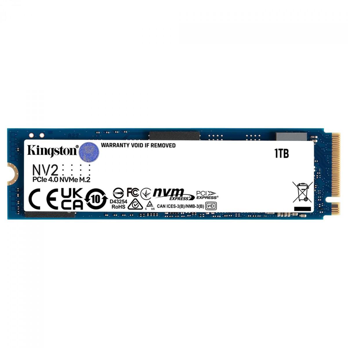SSD M.2 NVMe 1TB PCIe NV2 Leitura 3500 MB/S Gravação 2100 MB/S - Kingston