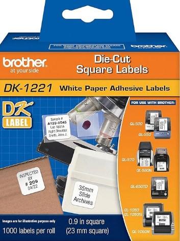 Etiqueta Térmica Brother DK-1221 Branca Pré Cortada 23mm x 23mm