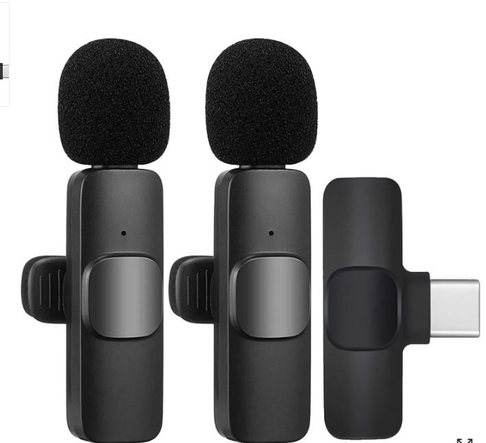Microfone de Lapela Duplo sem Fio Plug Tipo-C - GV Cabos