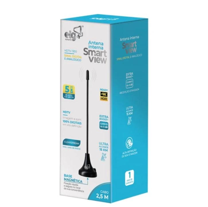 Antena Digital Interna ELG Cabo 2.5m e Recepção Otimizada em 360° - HDTV1300I