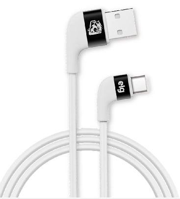 Cabo USB para USB Tipo-C ELG Conector 90º 1 Metro Branco - XFTC10WH