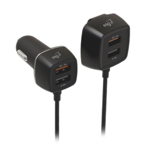 Carregador Veicular Universal 60W ELG 4x USB Preto - CC4SQC