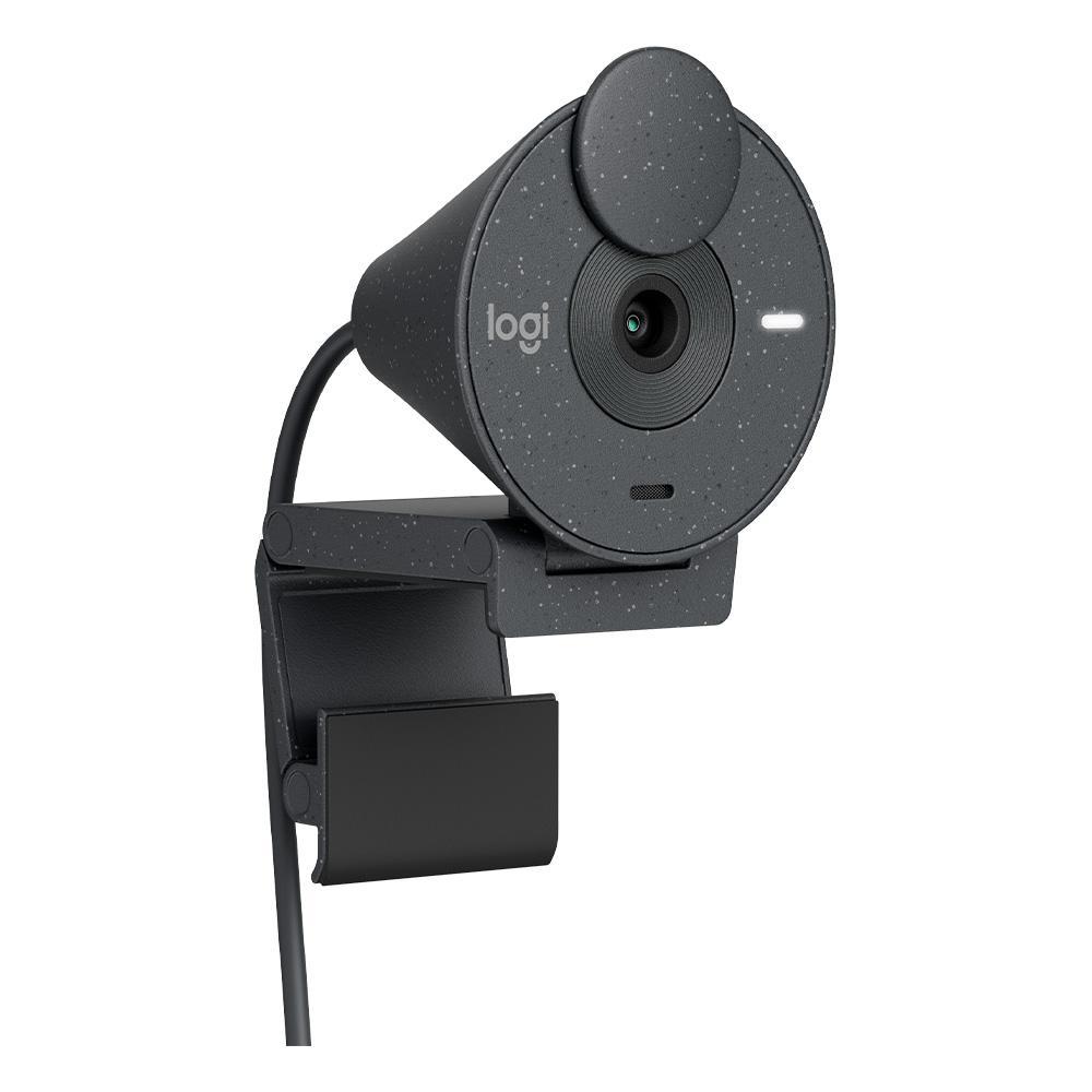 Webcam Full HD Logitech Brio 300, 1080P, 30 Fps, USB-C, Microfone Integrado, Grafite- 960-001413
