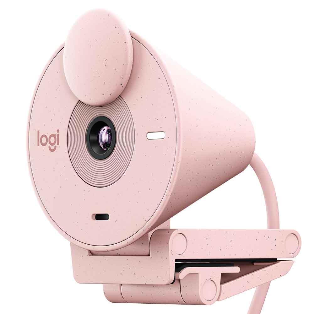 Webcam Full HD Logitech Brio 300, 1080P, 30 Fps, USB-C, Microfone Integrado, Rosa - 960-001446