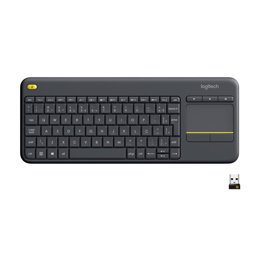 Teclado sem Fio Logitech K400 Plus TV com Touchpad Integrado, Conexão USB Unifying e Layout ABNT2