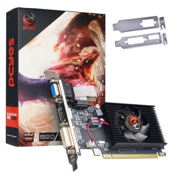 Placa de Vídeo 2GB GDDR3 64 Bits AMD Radeon R5 230 Low Profile - PCYes