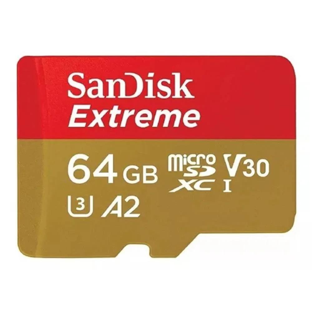 Cartão 64GB Micro SDXC Clase 10 Extreme Leitura 170MB/s Escrita 80MB/s - Sandisk