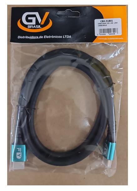 Cabo HDMI x HDMI 2.1 8K, 1,5m, 144Hz, Gold, CBH.31801, Preto - GV Cabos