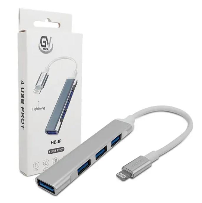Hub USB 4 em 1 Lightning GV Brasil, 4 Portas USB - HUB.40801