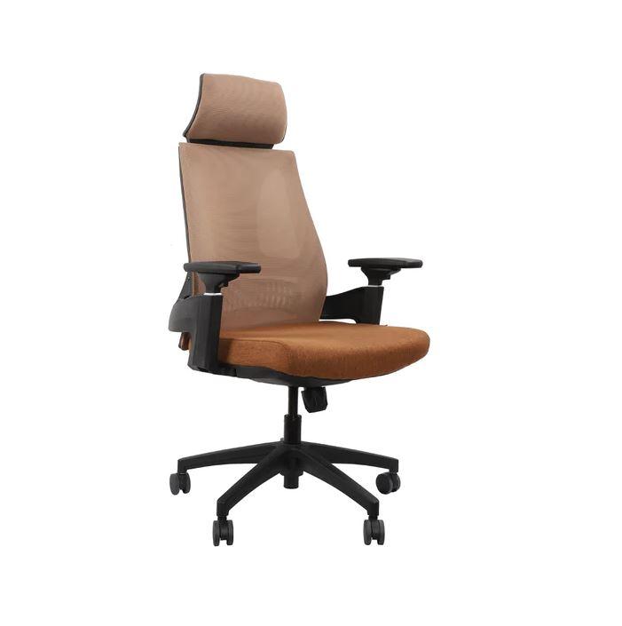 Cadeira de Escritório Ergonômica Elements Helene Special com Apoio Cervical - Marrom/Preto