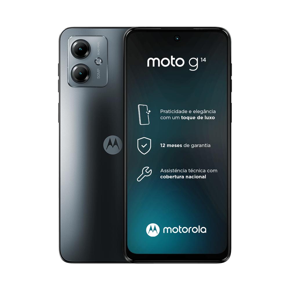 Smartphone Motorola Moto G14, 128GB, 4GB RAM, Câmera Dupla 50MP e Macro de 2MP, Tela de 6,5",GRAFITE