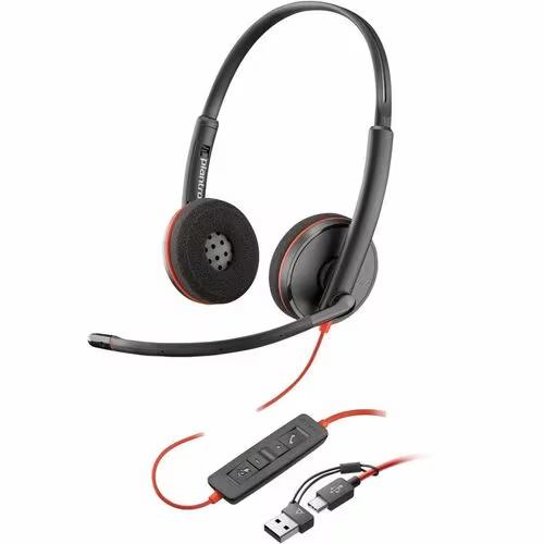 Headset com Fio HP Poly Blackwire 3220 Preto, USB-a, USB-C, Controles de Áudio Integrado, 8x228AA