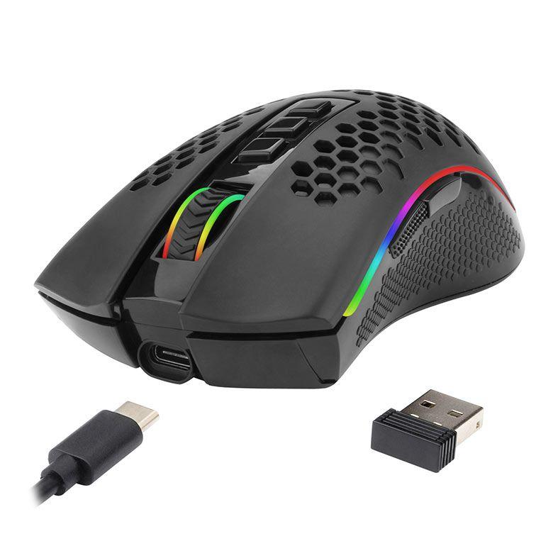 Mouse Gamer sem Fio Redragon Storm Pro RGB Preto