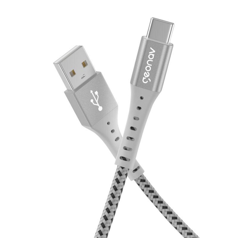 Cabo USB para USB-C de Nylon Trançado Essential 1,2 Metro Branco - Geonav