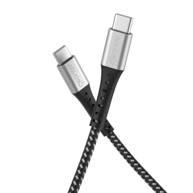 Cabo USB-C para USB-C de Nylon Trançado Essential 1,2 Metro Preto - Geonav