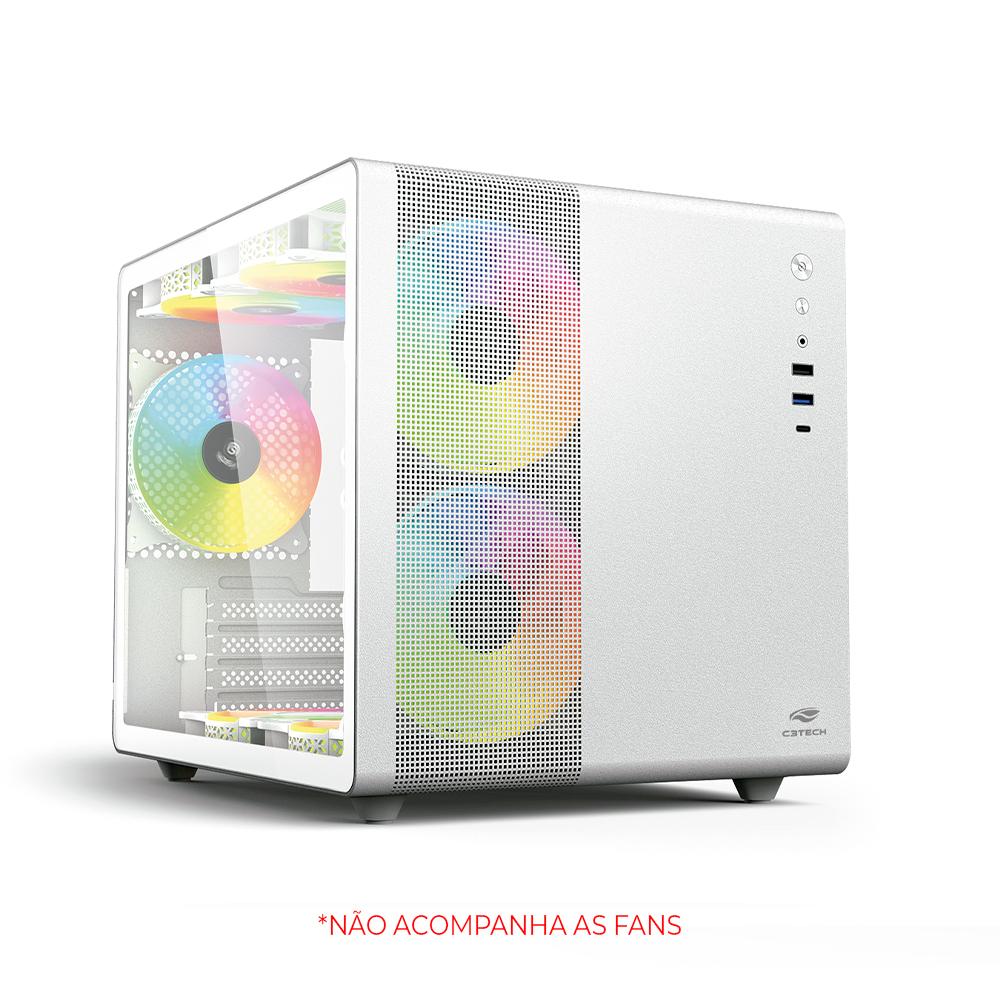 Gabinete Gamer C3 Tech Aquarius MT-G710WH, Mini-Tower, sem Fonte sem Fans - Branco