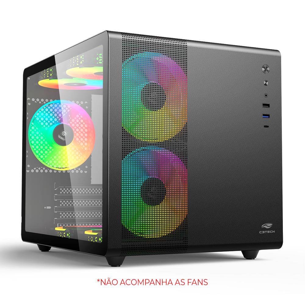 Gabinete Gamer C3 Tech Aquarius MT-G710BK, Mini-Tower, sem Fans sem Fonte - Preto
