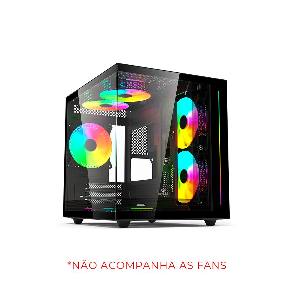 Gabinete Gamer C3 Tech Aquarius MT-G810BK, Mid-Tower, sem Fans sem Fonte Preto