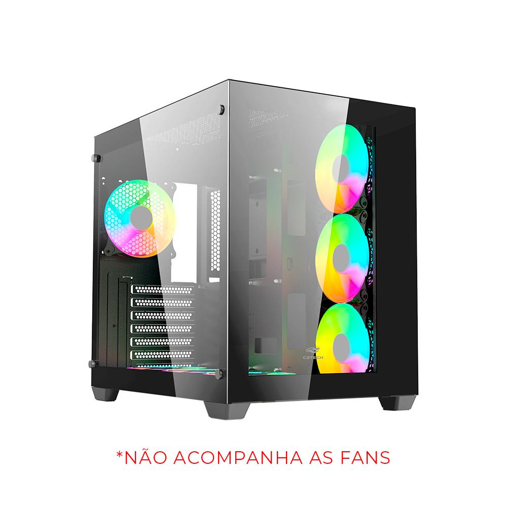Gabinete Gamer C3 Tech Aquarius MT-G910BK, Mini-Tower, sem Fonte sem Fans - Preto