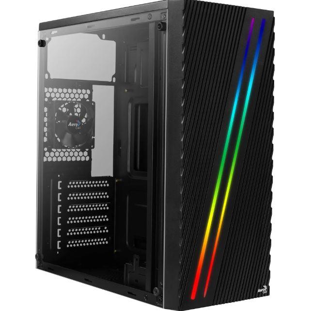 Gabinete ATX Aerocool Streak V1 Preto RGB, Lateral Acrílico, sem Fans sem Fonte