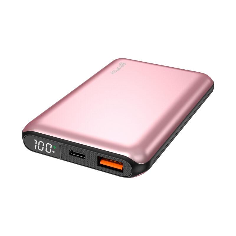 Carregador Portátil Universal 10.000mAh, USB-a (até 18W) + USB-C (até 20W), Compacto - Rosa