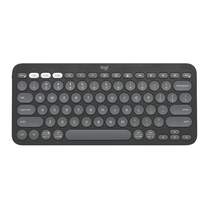 Teclado sem Fio Logitech, Bluetooth e USB, Pebble Keys 2 K380S, Easy-Switch e Pilha Inclusa, Grafite