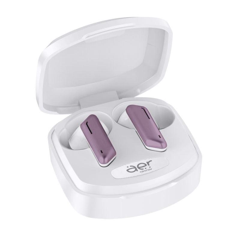 Fone de Ouvido TWS Aerlive Bluetooth Branco com Lilás AER12PP