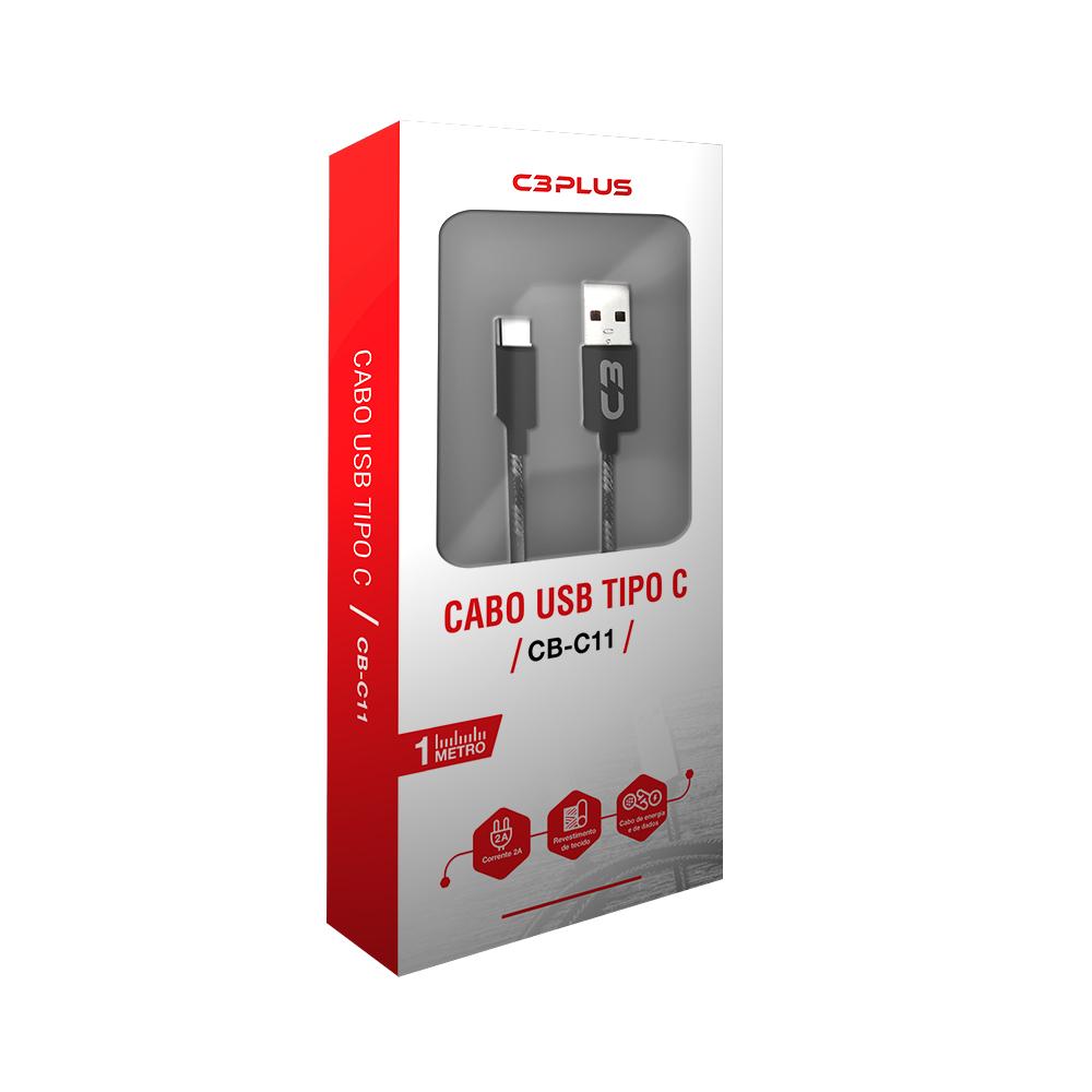 Cabo USB-USB C 1METRO 2AMPERS CB-C11GBK C3Tech