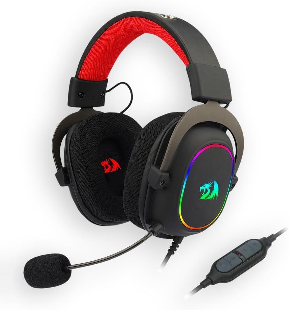 Headset Gamer Redragon Zeus x H510 RGB 7.1 Surround Preto/Vermelho
