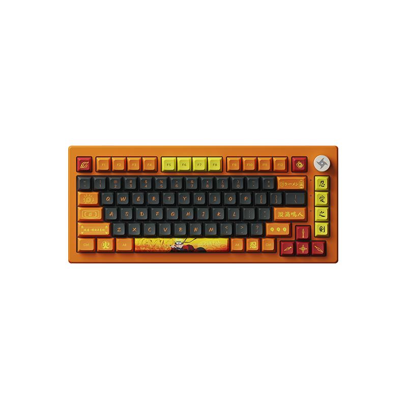 Teclado Gamer Mecânico sem Fio AKKO Naruto Uzumaki 5075B Plus Switch AKKO Crystal RGB Bluetooth ANSI