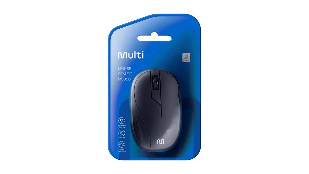 Mouse sem Fio MS350 Conexão USB 1200dpi 3 Botões Ergonômico Preto - MO212
