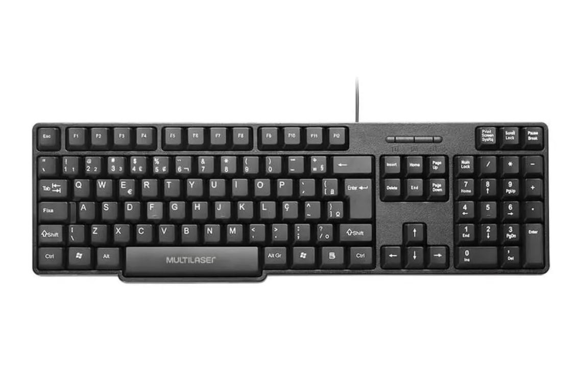 Teclado com Fio Conforto Conexão USB Cabo de 130cm Preto - TC213