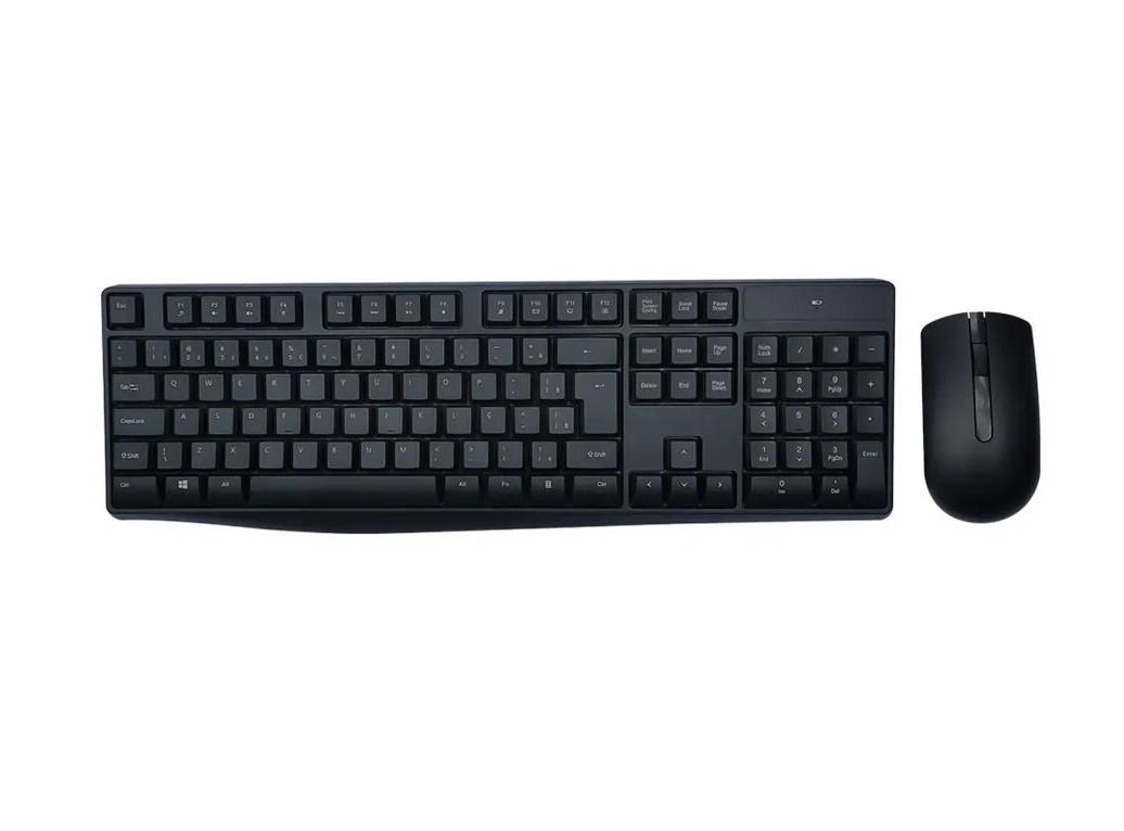 Teclado e Mouse sem Fio Slim Multimídia Conexão USB 1600dpi com Pilha Inclusa Preto - TC269