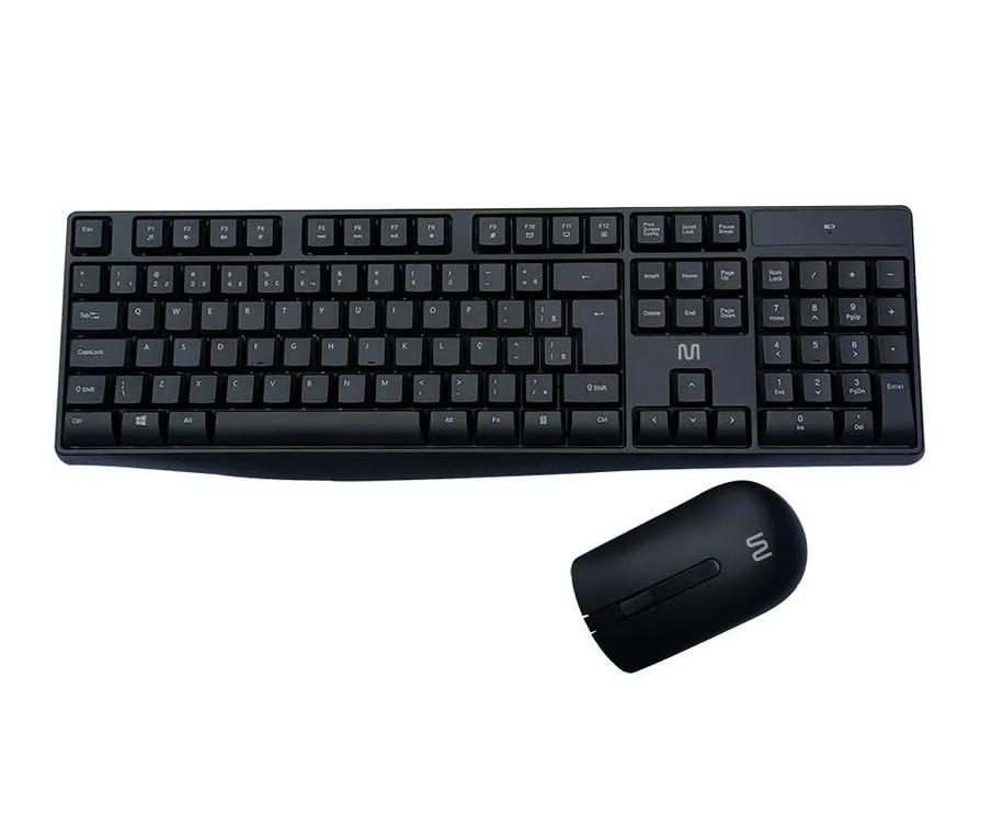 Teclado e Mouse sem Fio Slim Multimídia Conexão USB 1600dpi com Pilha Inclusa Preto - TC270